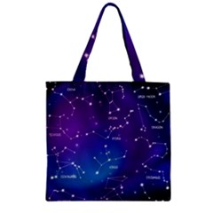 Realistic Night Sky With Constellations Zipper Grocery Tote Bag by Cowasu