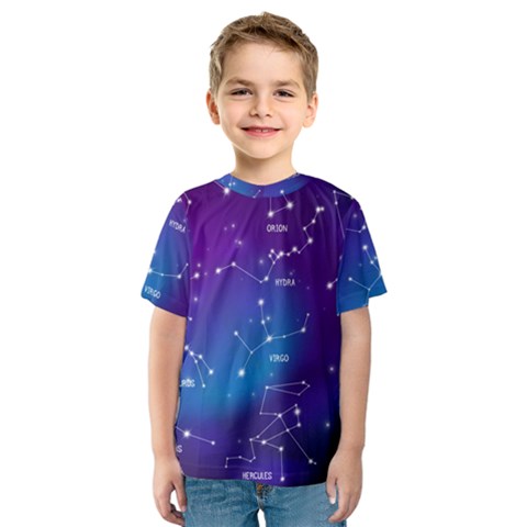 Realistic Night Sky With Constellations Kids  Sport Mesh Tee by Cowasu