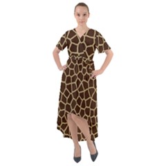 Giraffe Animal Print Skin Fur Front Wrap High Low Dress by Amaryn4rt