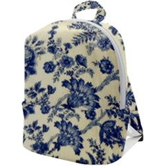 Vintage Blue Drawings On Fabric Zip Up Backpack by Amaryn4rt