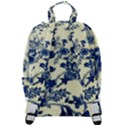 Vintage Blue Drawings On Fabric Zip Up Backpack View3