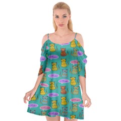 Meow Cat Pattern Cutout Spaghetti Strap Chiffon Dress by Amaryn4rt