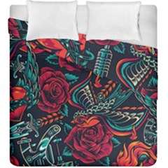 Vintage Flash Tattoos Designs Seamless Pattern Duvet Cover Double Side (king Size) by Amaryn4rt