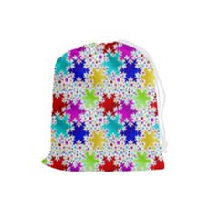 Snowflake Pattern Repeated Drawstring Pouch (large) by Amaryn4rt