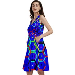 Blue Bee Hive Pattern Sleeveless V-neck Skater Dress by Amaryn4rt