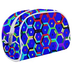 Blue Bee Hive Pattern Make Up Case (medium) by Amaryn4rt