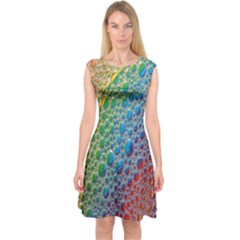 Bubbles Rainbow Colourful Colors Capsleeve Midi Dress by Amaryn4rt