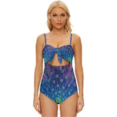 Amazing Peacock Knot Front One-piece Swimsuit by Simbadda