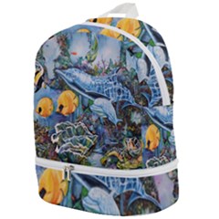 Colorful Aquatic Life Wall Mural Zip Bottom Backpack by Simbadda