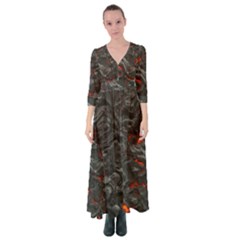 Volcanic Lava Background Effect Button Up Maxi Dress by Simbadda