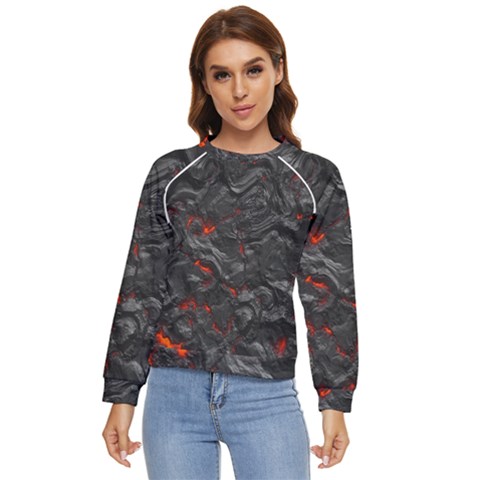 Volcanic Lava Background Effect Women s Long Sleeve Raglan Tee by Simbadda