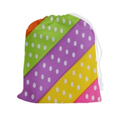 Colorful Easter Ribbon Background Drawstring Pouch (2xl) by Simbadda