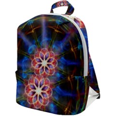 Mandala Pattern Kaleidoscope Zip Up Backpack by Simbadda
