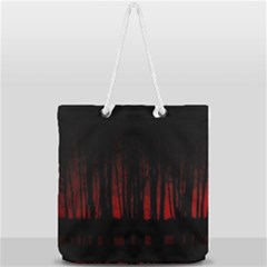 Scary Dark Forest Red And Black Full Print Rope Handle Tote (large) by Ravend