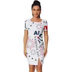 Independence Day Usa Fitted Knot Split End Bodycon Dress by Ravend