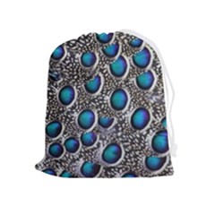 Peacock Pattern Close Up Plumage Drawstring Pouch (xl) by Celenk