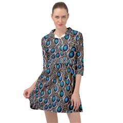 Peacock Pattern Close Up Plumage Mini Skater Shirt Dress by Celenk