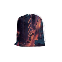 Abstract Landscape Landmark Town City Cityscape Drawstring Pouch (medium) by Vaneshop