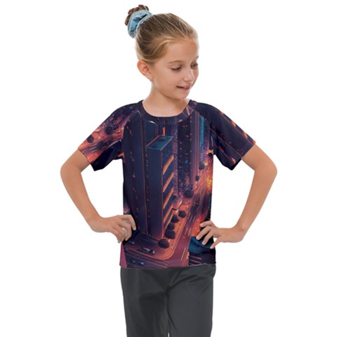 Abstract Landscape Landmark Town City Cityscape Kids  Mesh Piece Tee by Vaneshop