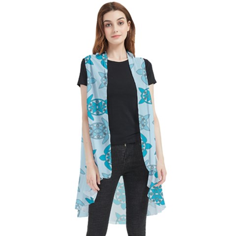 Sea Turtle Sea Animal Sleeveless Chiffon Waistcoat Shirt by Dutashop