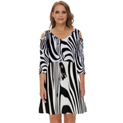 Animal Cute Pattern Art Zebra Shoulder Cut Out Zip Up Dress by Amaryn4rt