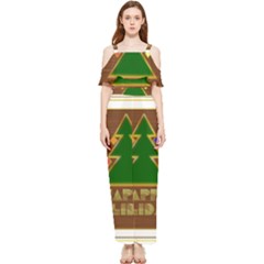 Art Deco Holiday Card Draped Sleeveless Chiffon Jumpsuit by Amaryn4rt