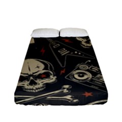 Grunge Seamless Pattern With Skulls Fitted Sheet (full/ Double Size) by Amaryn4rt