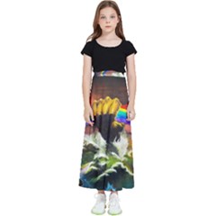 Rainbow Color Kids  Flared Maxi Skirt by uniart180623