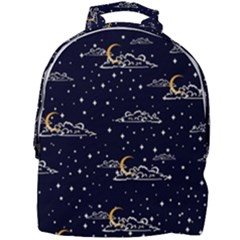 Hand-drawn-scratch-style-night-sky-with-moon-cloud-space-among-stars-seamless-pattern-vector-design- Mini Full Print Backpack by uniart180623