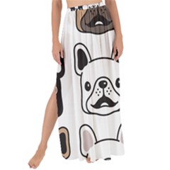 Dog-french-bulldog-seamless-pattern-face-head Maxi Chiffon Tie-up Sarong by uniart180623