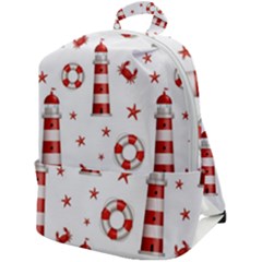 Nautical-seamless-pattern Zip Up Backpack by uniart180623