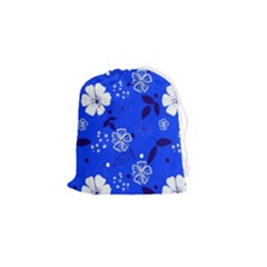 Blooming-seamless-pattern-blue-colors Drawstring Pouch (small) by uniart180623