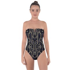 Art-deco-geometric-abstract-pattern-vector Tie Back One Piece Swimsuit by uniart180623