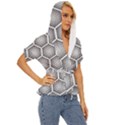Halftone-tech-hexagons-seamless-pattern Lightweight Drawstring Hooded Top View3