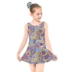 Floral-seamless-pattern-with-flowers-vintage-background-colorful-illustration Kids  Skater Dress Swimsuit by uniart180623