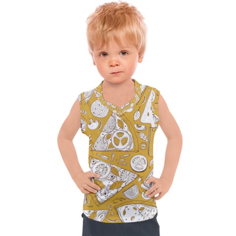 Vector-seamless-pizza-slice-pattern-hand-drawn-pizza-illustration-great-pizzeria-menu-background - Kids  Sport Tank Top by uniart180623