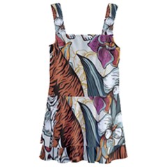 Natural-seamless-pattern-with-tiger-blooming-orchid Kids  Layered Skirt Swimsuit by uniart180623