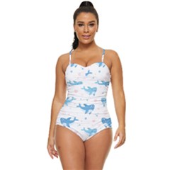 Seamless-pattern-with-cute-sharks-hearts Retro Full Coverage Swimsuit by uniart180623