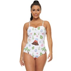Cute-palm-volcano-seamless-pattern Retro Full Coverage Swimsuit by uniart180623
