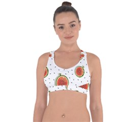 Seamless-background-pattern-with-watermelon-slices Cross String Back Sports Bra by uniart180623