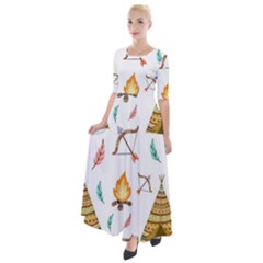 Cute-cartoon-native-american-seamless-pattern Half Sleeves Maxi Dress by uniart180623
