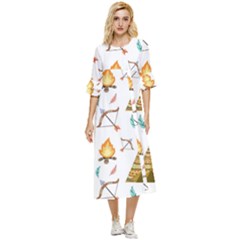 Cute-cartoon-native-american-seamless-pattern Double Cuff Midi Dress by uniart180623