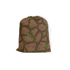 Cartoon-brown-stone-grass-seamless-background-texture-pattern Drawstring Pouch (medium) by uniart180623