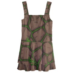 Cartoon-brown-stone-grass-seamless-background-texture-pattern Kids  Layered Skirt Swimsuit by uniart180623