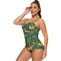 Cute-seamless-pattern-bird-with-berries-leaves Retro Full Coverage Swimsuit View2