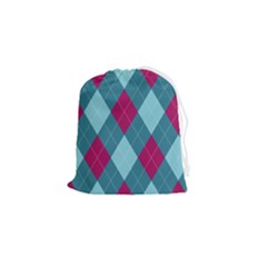 Argyle-pattern-seamless-fabric-texture-background-classic-argill-ornament Drawstring Pouch (small) by uniart180623