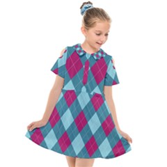Argyle-pattern-seamless-fabric-texture-background-classic-argill-ornament Kids  Short Sleeve Shirt Dress by uniart180623