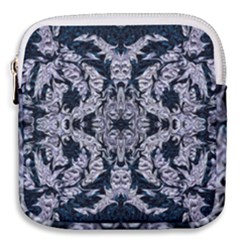 Cobalt Grey Arabesque Mini Square Pouch by kaleidomarblingart