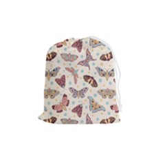 Pattern-with-butterflies-moths Drawstring Pouch (medium) by uniart180623