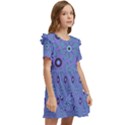 Floral-seamless-pattern Kids  Frilly Sleeves Pocket Dress View2